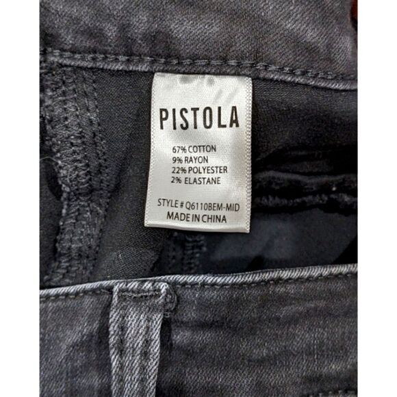 Pistola Women's Rustic Black Zip Pocket Pleated High Rise Skinny Jeans Size 31 - Picture 5 of 5